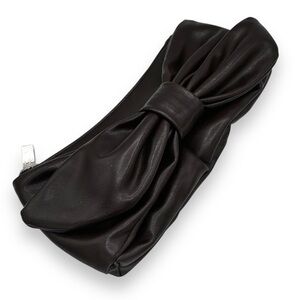 Sax Vegan Faux Leather Bow Front Clutch Purse Bag, Chocolate Brown